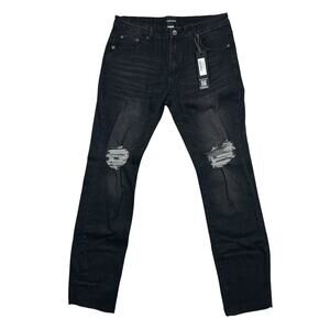 NWT Rockstar Original Black Distressed Ripped Jeans Slim Fit